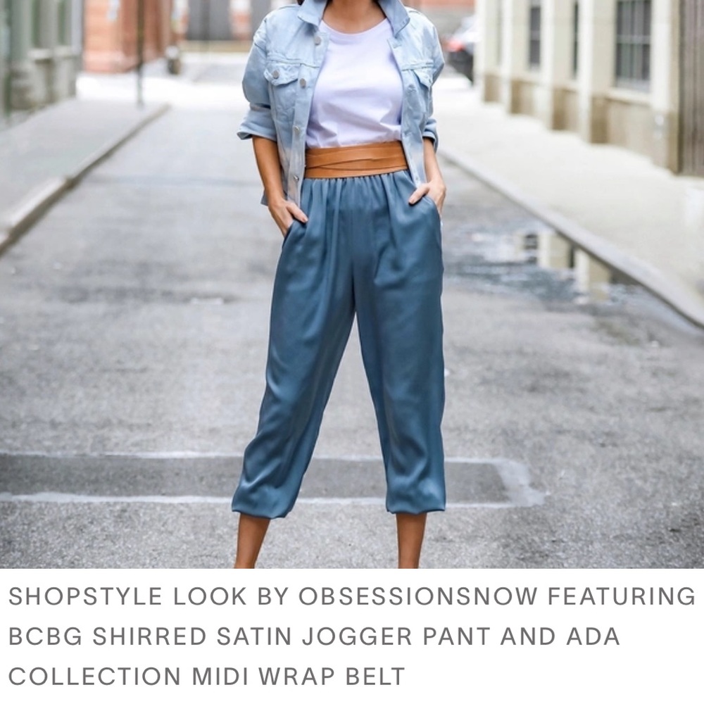 BCBGMaxAzria Silky Blue Joggers with pockets
